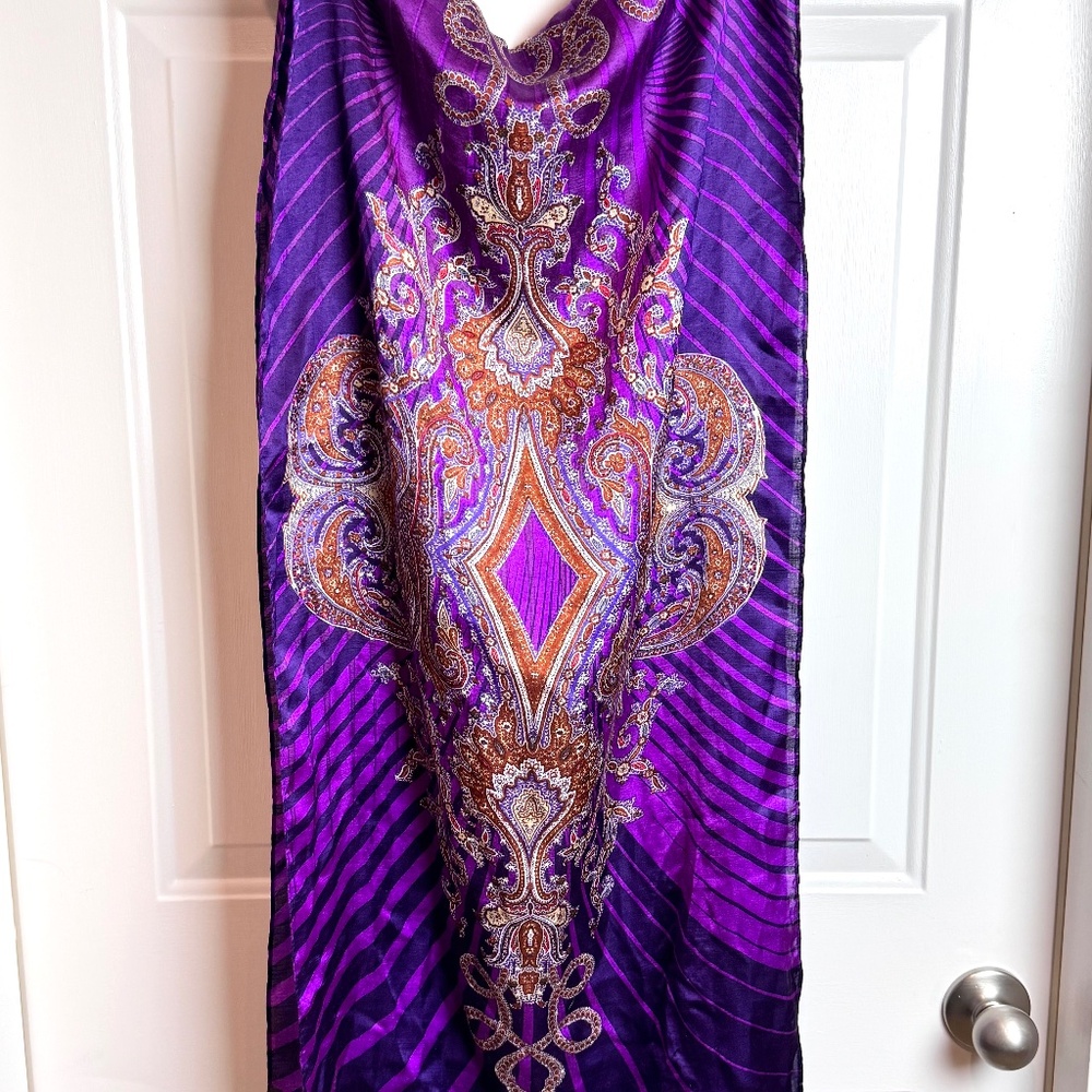 Ladies Echo New York Purple Paisley Scarf, 72" x 20"